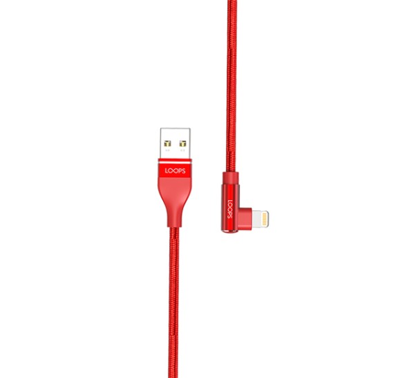 LOOPS Nylon Gaming Cable Lightning to USB - Red